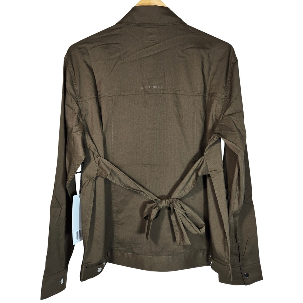 Girlfriend Collective Belted Wendy Tie Shirt Shacket Brown Windbreaker Small NWT - Picture 2 of 9